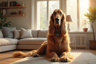 Chien Afghan Hound élégant dans un salon lumineux