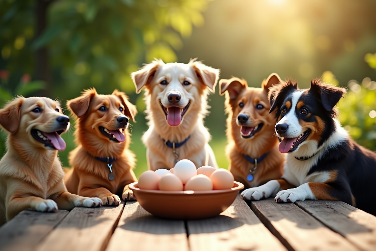 Différents chiens autour d