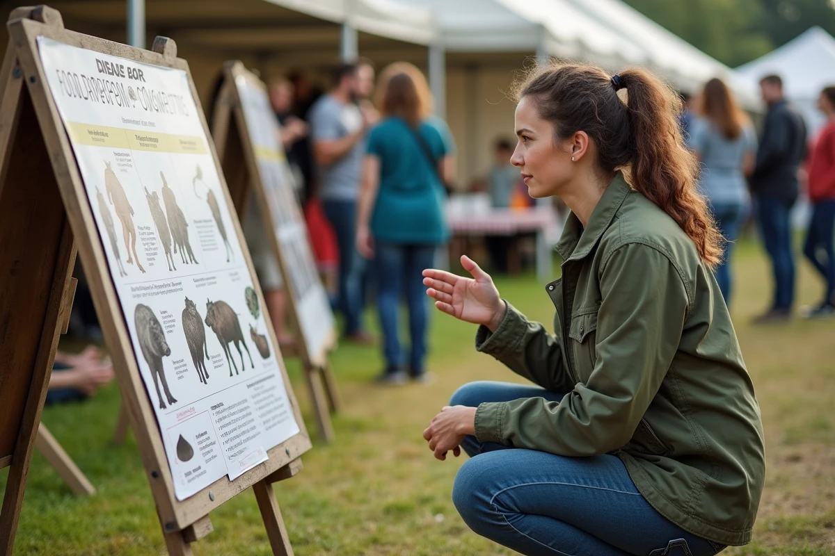 Vétérinaire expliquant des maladies du sanglier lors d